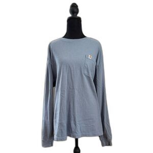 Men's XL Blue Carhartt Long Sleeve T-Shirt 100% Cotton